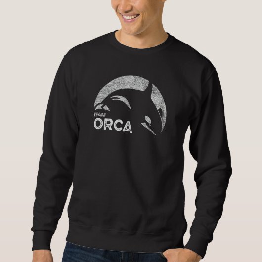 Team Orca Killer Whale Distressed Design スウェットシャツ (正面)