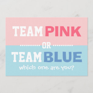 Team PinkまたはTeam Blueベビーの性別表示パーティー 招待状