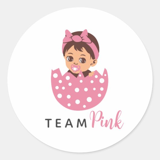 Team Pink Newborn Baby Girl In Hatched Egg  ラウンドシール (正面)
