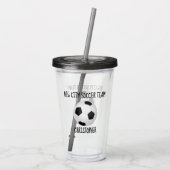 Team & Player Name Black and White Soccer Ball アクリルタンブラー (裏面)