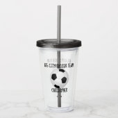 Team & Player Name Black and White Soccer Ball アクリルタンブラー (正面)