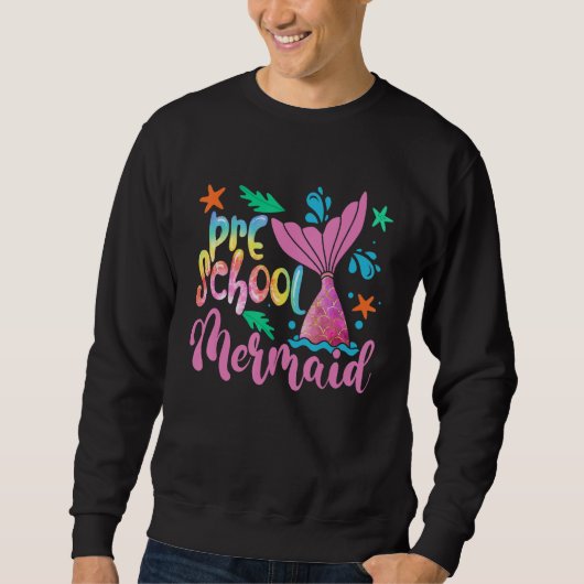 Team Preschool Mermaid  Back To School Teacher Gir スウェットシャツ (正面)