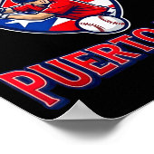 Team Puerto Rico Baseball Flag Patriotic  ポスター (角)
