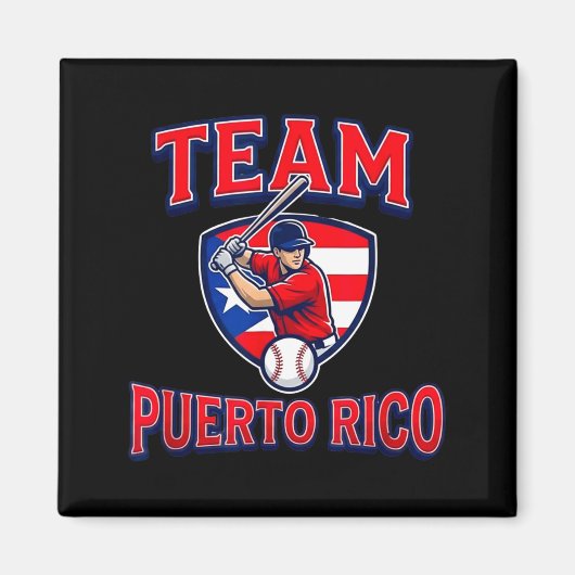 Team Puerto Rico Baseball Flag Patriotic  マグネット (正面)