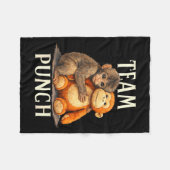 Team punch cute monkey and bear design フリースブランケット (正面(横))