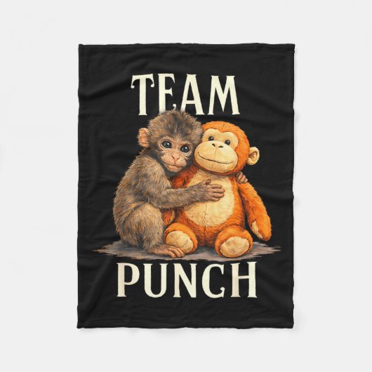 Team punch cute monkey and bear design フリースブランケット (正面)