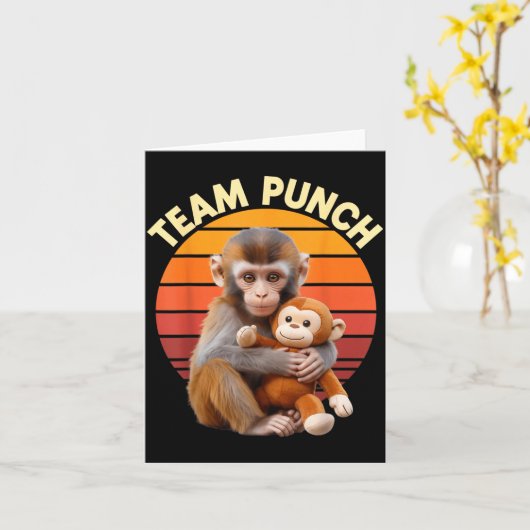 Team Punch Monkey Plush Retro Sun カード (黄色い花)