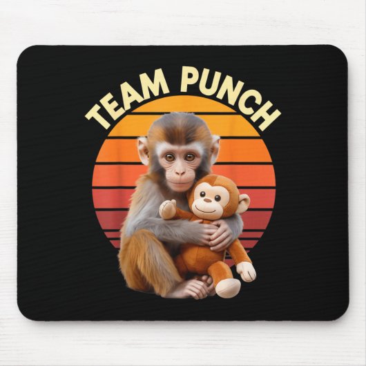 Team Punch Monkey Plush Retro Sun マウスパッド (正面)