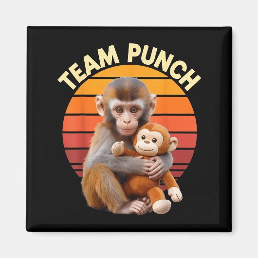 Team Punch Monkey Plush Retro Sun マグネット (正面)