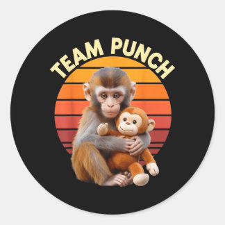 Team Punch Monkey Plush Retro Sun ラウンドシール