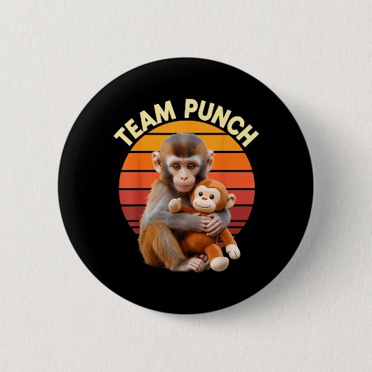 Team Punch Monkey Plush Retro Sun 缶バッジ (正面)
