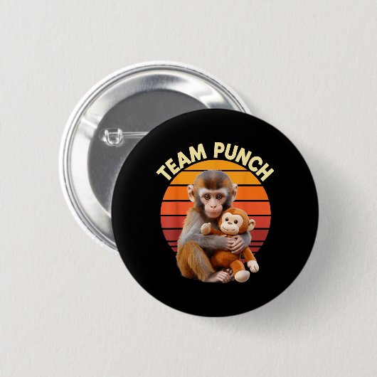 Team Punch Monkey Plush Retro Sun 缶バッジ (正面&裏面)