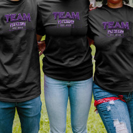 Team Purple Family Crew Sports Custom Name Black Tシャツ