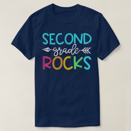 Team Second Grade Funny Hello 2nd Grade Rocks Back Tシャツ (デザイン正面)