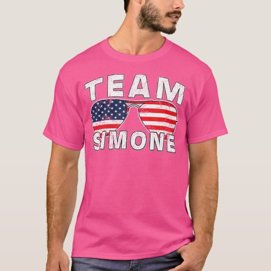 Team Simone Usa Flag Sunglasses Support Tシャツ (正面)