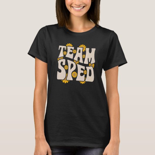 Team SPED Teacher Special Education Sunflower Retr Tシャツ (正面)