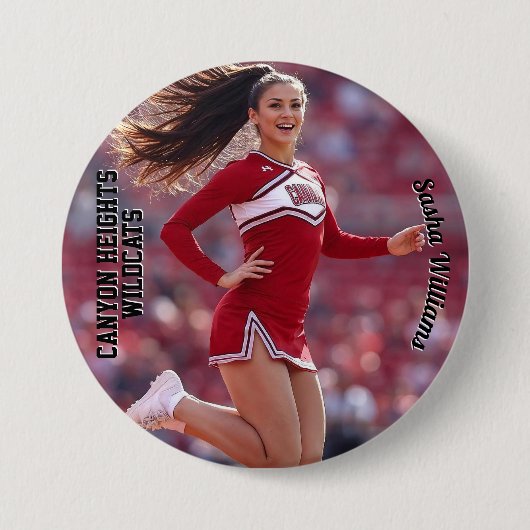 Team Spirit Photo Button Pin - Dark Text 缶バッジ (正面)
