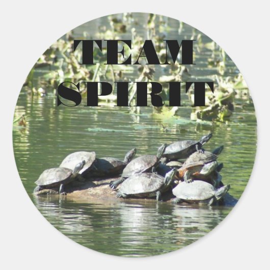 Team Spirit Turtle写真やる気を起こさせる ラウンドシール (正面)