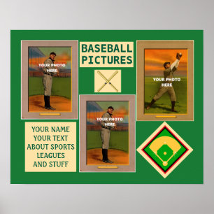 Team Sports Baseballあなたの写真と文字 ポスター