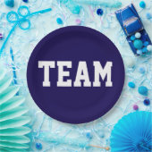 TEAM Sporty Athletic White Text On Deep Navy Blue ペーパープレート (パーティー)