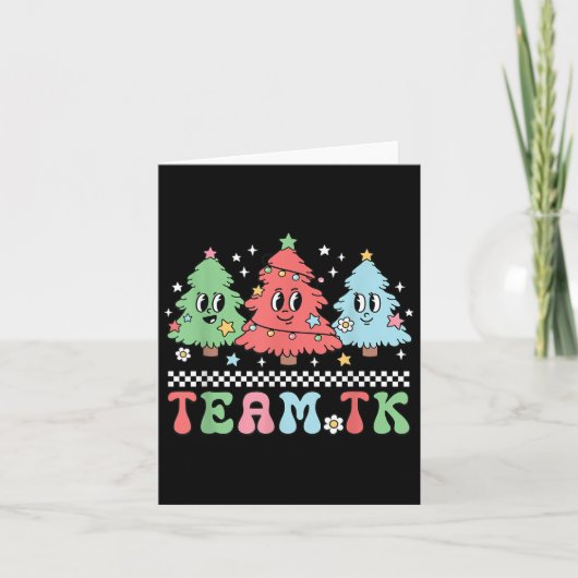 Team Tk Teacher Christmas Sweater Retro Xmas Tree  カード (正面)