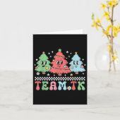 Team Tk Teacher Christmas Sweater Retro Xmas Tree  カード (黄色い花)