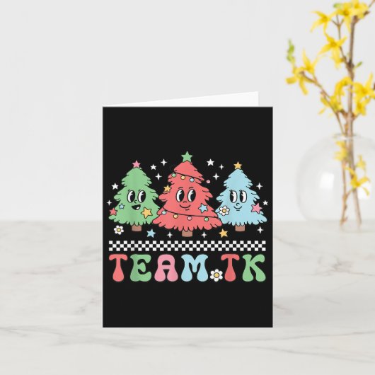 Team Tk Teacher Christmas Sweater Retro Xmas Tree  カード (黄色い花)