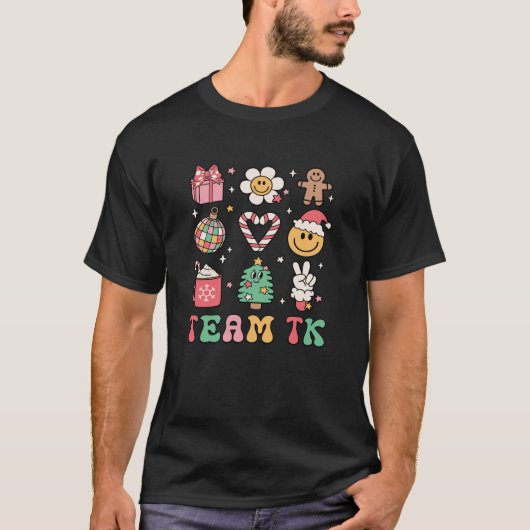 Team TK Teacher Smile Face Christmas Candy Cane Ba Tシャツ (正面)