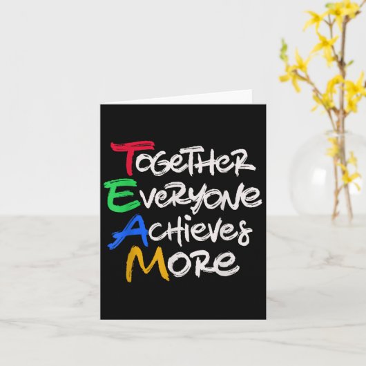Team Together Everyone Achieves More Teamwork Moti カード (黄色い花)