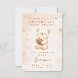 Team Watercolor Teddy Bear Football  サンキューカード