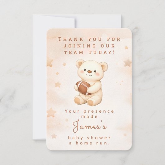 Team Watercolor Teddy Bear Football  サンキューカード (正面)