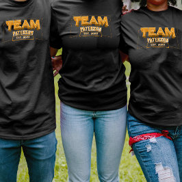 Team Yellow Sports Family Crew Custom Name Black Tシャツ