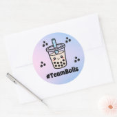 #TeamBalls No Balls Bubble Tea Boba Gender Reveal ラウンドシール (封筒)