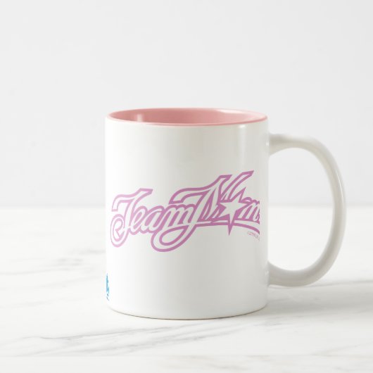 TeamMomのピンクのロゴ ツートーンマグカップ (右)