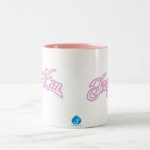 TeamMomのピンクのロゴ ツートーンマグカップ (中央)