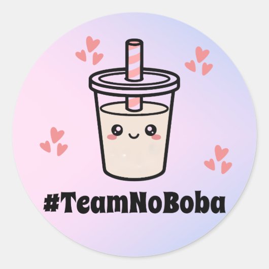 #TeamNoBoba No Balls Bubble Tea Boba Gender Reveal ラウンドシール (正面)