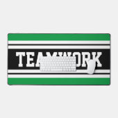 TEAMWORKおもしろいグリーン白黒レーシングストライプ デスクマット (キーボード&マウス)