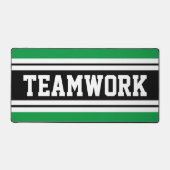 TEAMWORKおもしろいグリーン白黒レーシングストライプ デスクマット (正面)