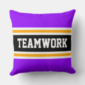 TEAMWORKおもしろいパープル白黒レースストライプズ クッション (裏面)