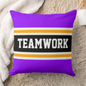 TEAMWORKおもしろいパープル白黒レースストライプズ クッション (ブランケット)