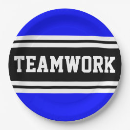 TEAMWORKアスレチック王室のブルーブラックレーシングストライプ ペーパープレート