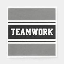TEAMWORKグレはっきりしたー白黒レースストライプ スタンダードランチョンナプキン