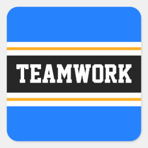 TEAMWORKスポーティグレー白黒レースストライプ スクエアシール