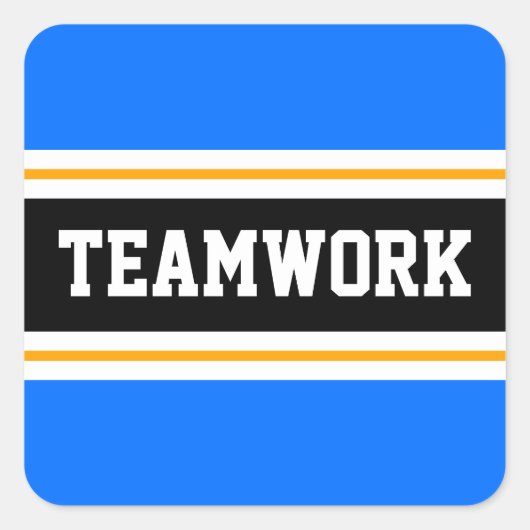 TEAMWORKスポーティグレー白黒レースストライプ スクエアシール (正面)