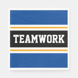 TEAMWORKスポーティ白黒オレンジレーシングストライプ スタンダードランチョンナプキン