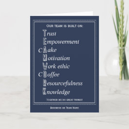 Teamwork やる気を起こさせる Acrostic サンキューカード