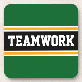 TEAMWORK アスレチックグリーン＋ブラック 70年代レーシングストライプ コースター