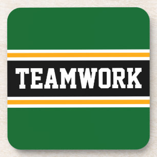 TEAMWORK アスレチックグリーン＋ブラック 70年代レーシングストライプ コースター