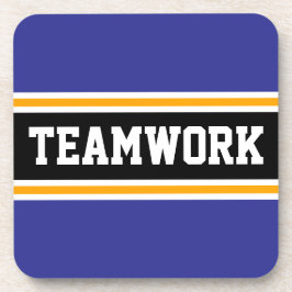 TEAMWORK ディープブルー ブラック オレンジ レーシングストライプ コースター