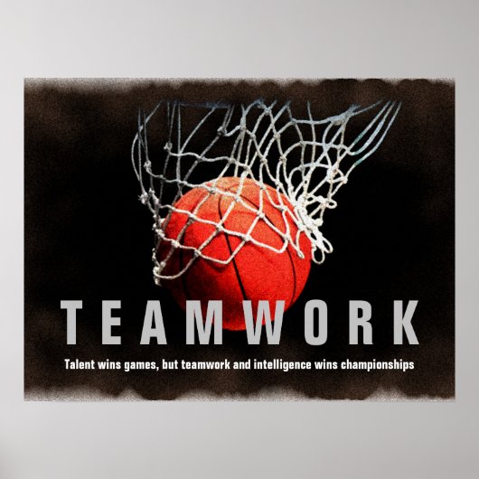 Teamwork Basketball Inspirational Quote Players ポスター (正面)